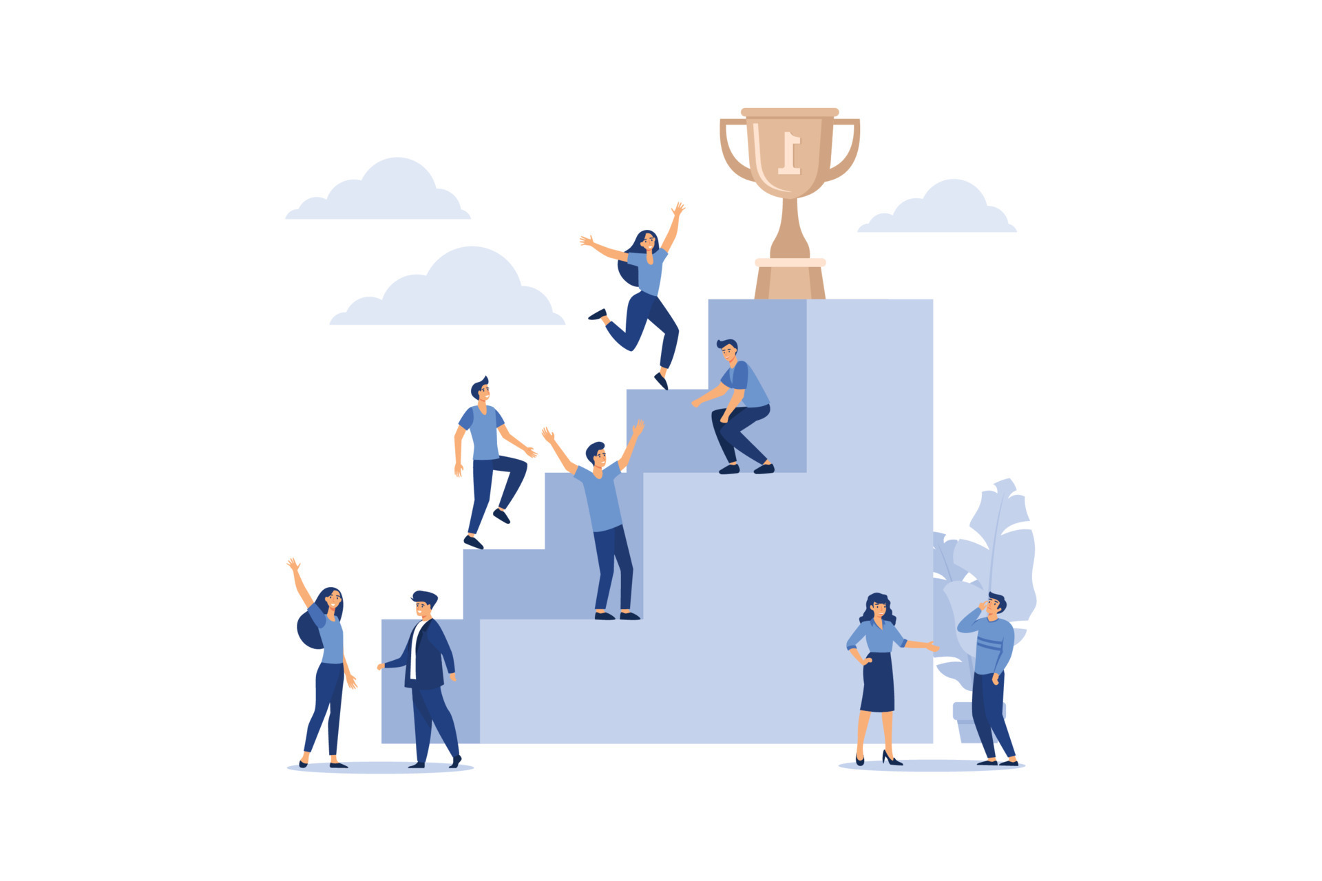 businessmen-climb-the-ladder-to-the-goal-in-the-form-of-a-golden-cup-competition-career-planning-career-development-concept-teamwork-flat-illustration-vector